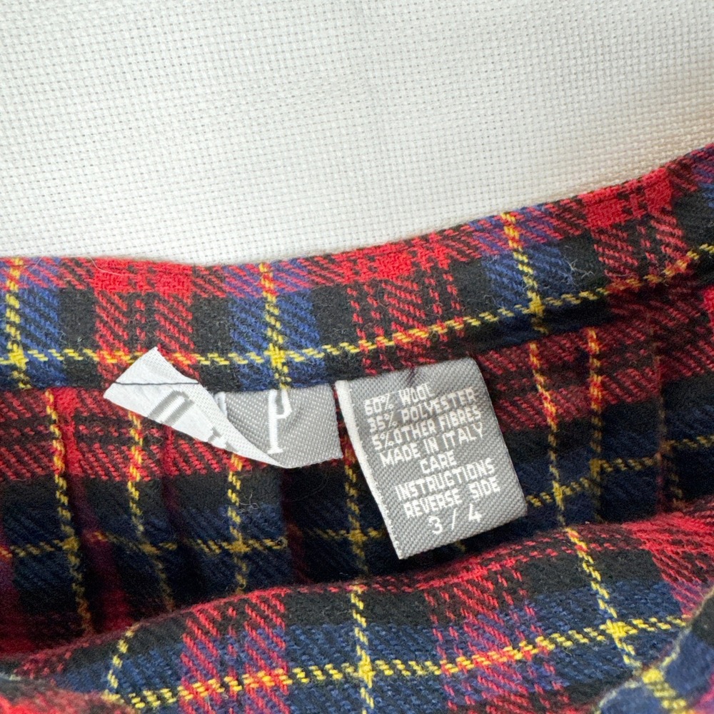 Vintage GAP Wool Tartan Wrap Kilt Skirt Womens 3 4 Red Plaid Italy Made 90s - Picture 3 of 7